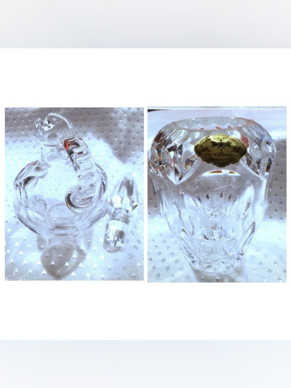 Crystal Austria Kisslinger Rattenberg handcrafted SET Vase Carafe VTG - Picture 2 of 12